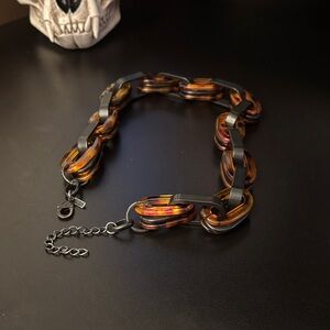 Lane Bryant Black and Brown Tortoiseshell Chain Necklace